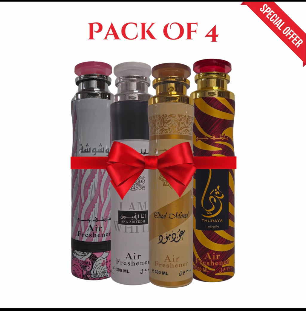 Arabian Air Freshener Bundle (4 x 300ml) Dubai, Luxury Scent, Long Lasting