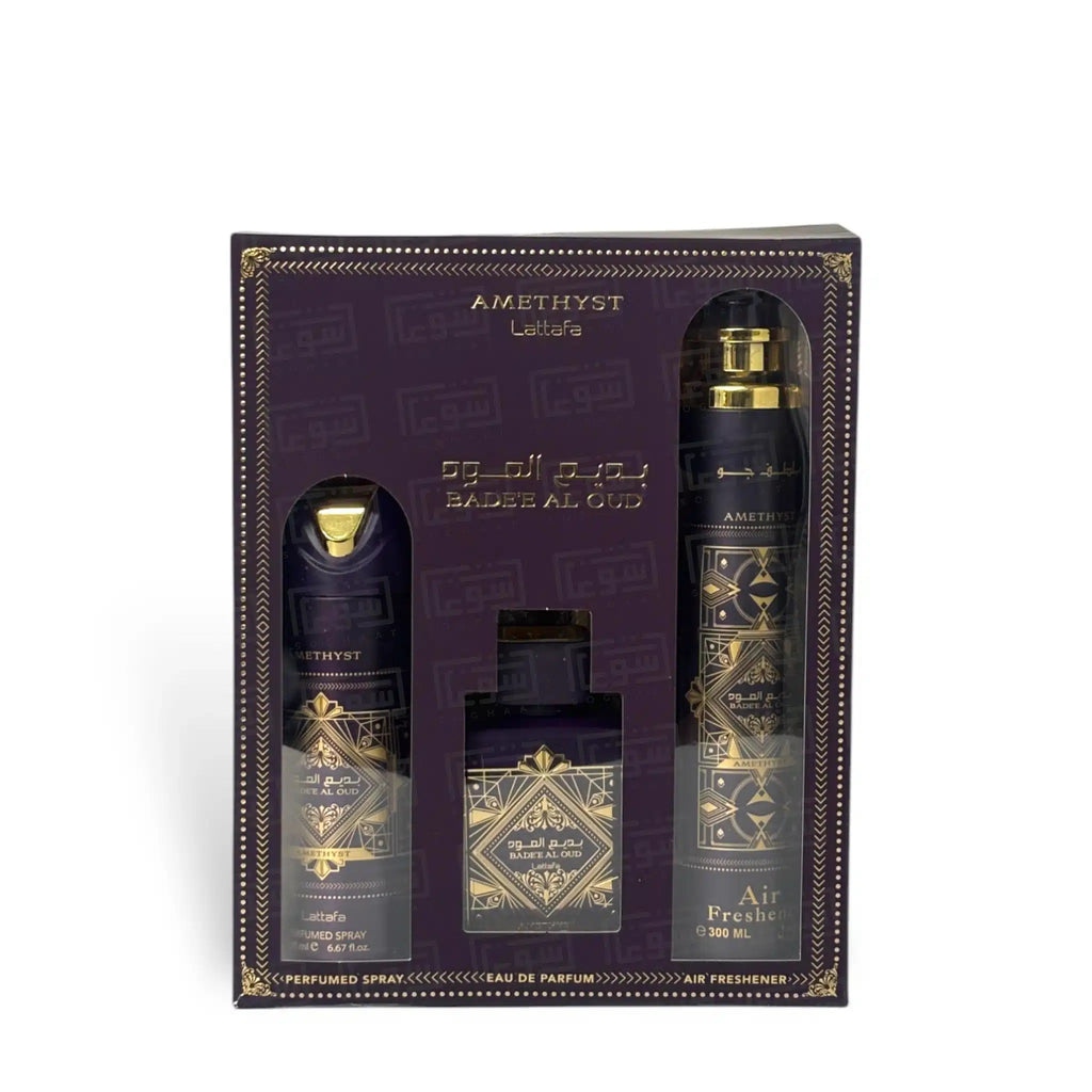 Bade’e Al Oud Amethyst Gift Set by Lattafa